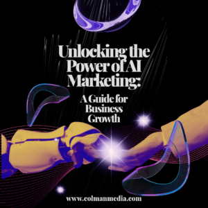 A business owner using AI-powered marketing tools on a laptop, optimizing digital strategy with Colman Media in Troy, NY.
